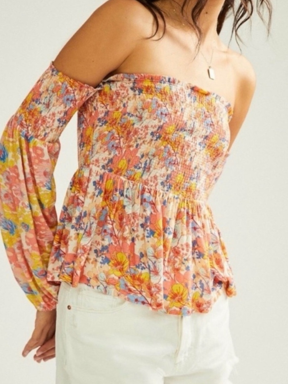Anthropologie Floral Off-Shoulder Top - SMALL
